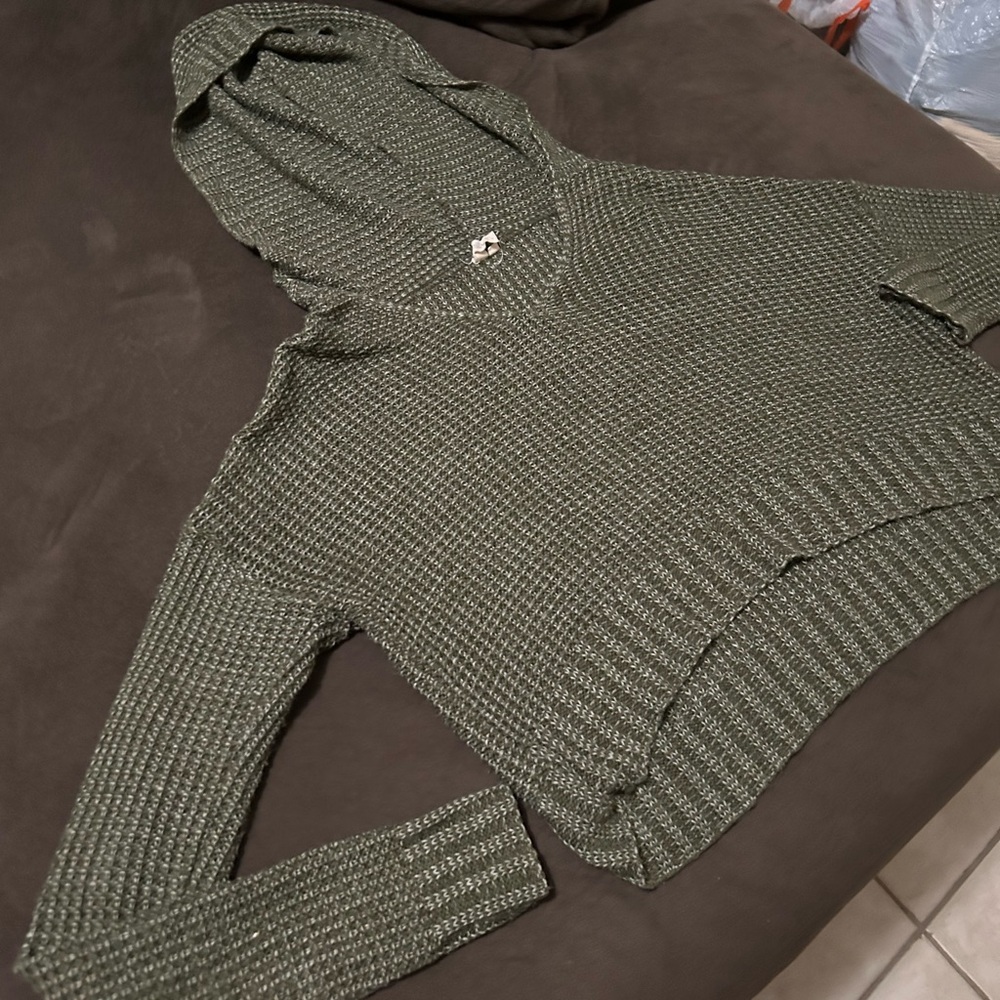 women’s cropped sweater pullover hoodie knitted
